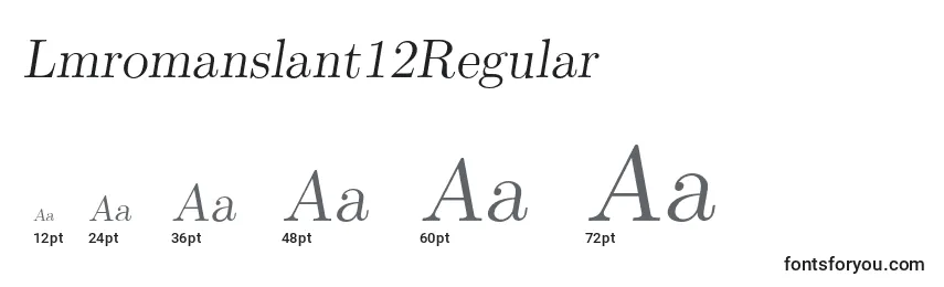 Размеры шрифта Lmromanslant12Regular