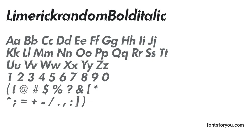 LimerickrandomBolditalic-fontti – aakkoset, numerot, erikoismerkit