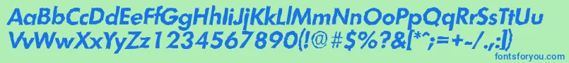 LimerickrandomBolditalic-Schriftart – Blaue Schriften auf grünem Hintergrund