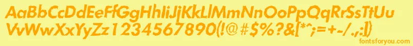 LimerickrandomBolditalic-Schriftart – Orangefarbene Schriften auf gelbem Hintergrund