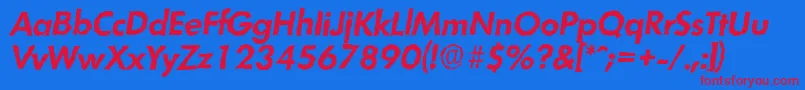 LimerickrandomBolditalic-Schriftart – Rote Schriften auf blauem Hintergrund