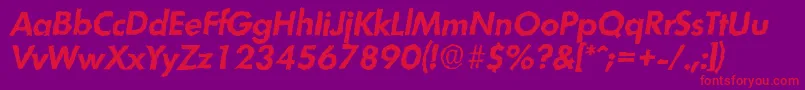 LimerickrandomBolditalic-Schriftart – Rote Schriften auf violettem Hintergrund