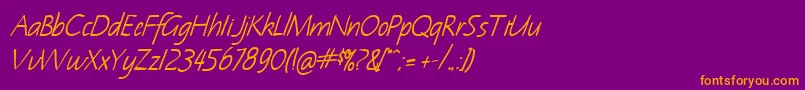 NotehandBoldItalic Font – Orange Fonts on Purple Background