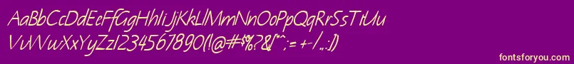 NotehandBoldItalic Font – Yellow Fonts on Purple Background