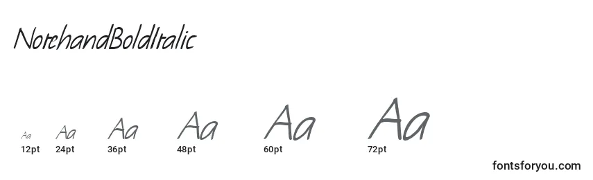 Размеры шрифта NotehandBoldItalic