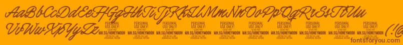 HoneymoonboldPersonal Font – Brown Fonts on Orange Background