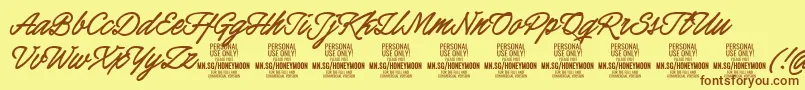 HoneymoonboldPersonal Font – Brown Fonts on Yellow Background