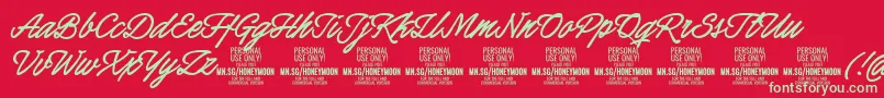 HoneymoonboldPersonal Font – Green Fonts on Red Background