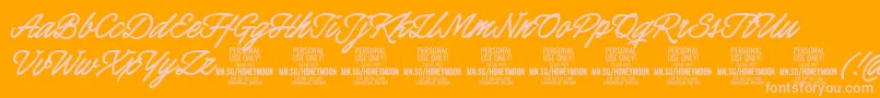 HoneymoonboldPersonal-Schriftart – Rosa Schriften auf orangefarbenem Hintergrund