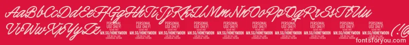 Шрифт HoneymoonboldPersonal – розовые шрифты на красном фоне