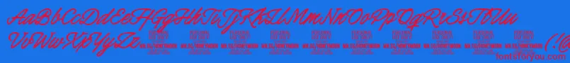 HoneymoonboldPersonal Font – Red Fonts on Blue Background