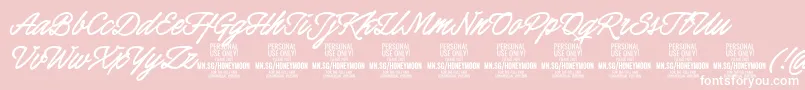 HoneymoonboldPersonal-Schriftart – Weiße Schriften auf rosa Hintergrund