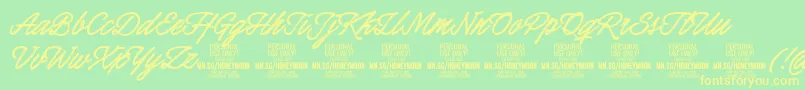 HoneymoonboldPersonal-Schriftart – Gelbe Schriften auf grünem Hintergrund