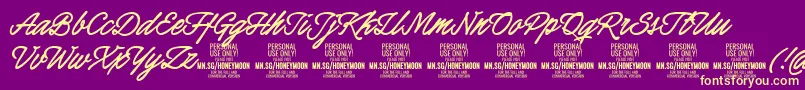 HoneymoonboldPersonal Font – Yellow Fonts on Purple Background