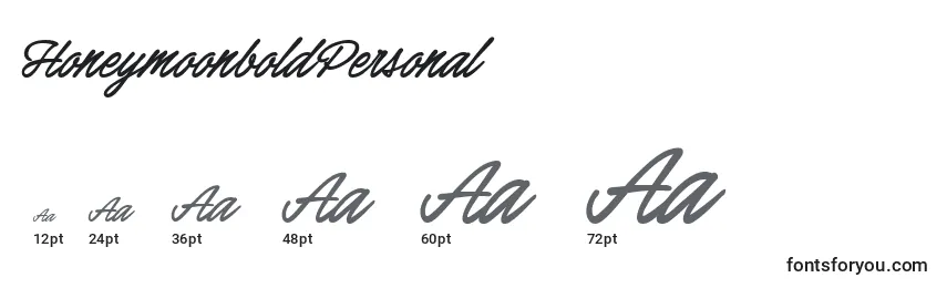 HoneymoonboldPersonal Font Sizes