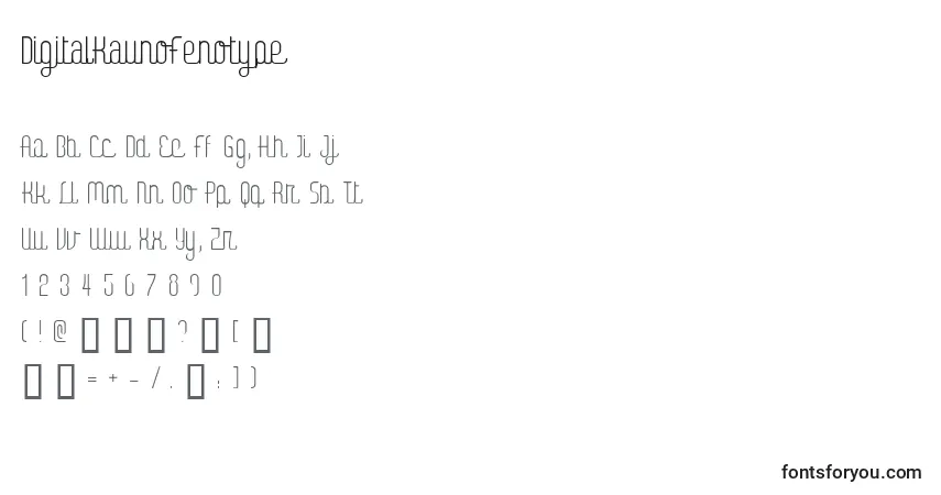 Шрифт DigitalKaunoFenotype – алфавит, цифры, специальные символы