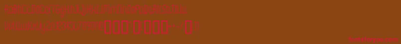 フォントDigitalKaunoFenotype – 赤い文字が茶色の背景にあります。