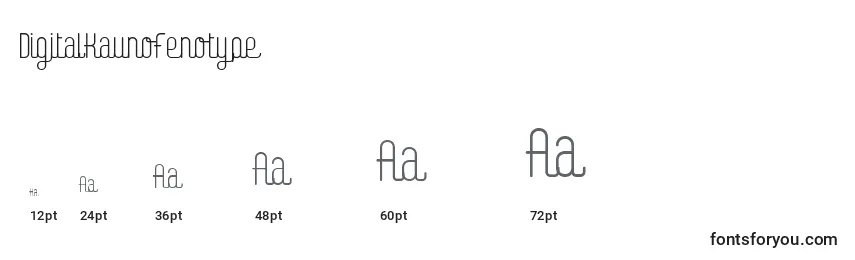 Größen der Schriftart DigitalKaunoFenotype