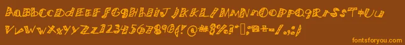 フォントNicetomeetyou – オレンジ色の文字が茶色の背景にあります。