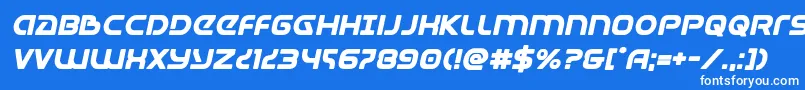 フォントUniversaljackboldital – 青い背景に白い文字