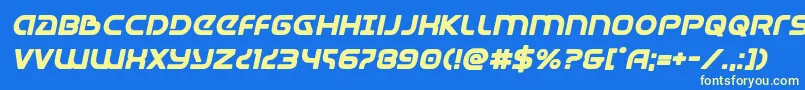 Universaljackboldital Font – Yellow Fonts on Blue Background