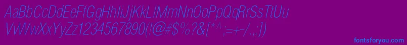 HelioscondthincItalic Font – Blue Fonts on Purple Background