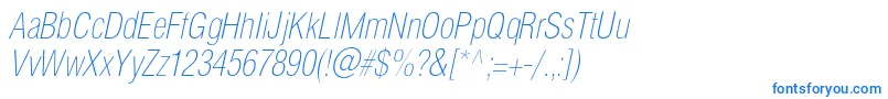フォントHelioscondthincItalic – 白い背景に青い文字