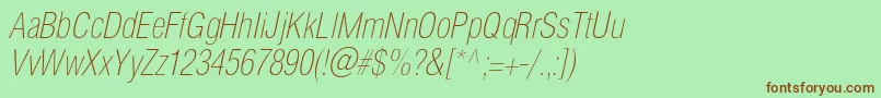 HelioscondthincItalic Font – Brown Fonts on Green Background