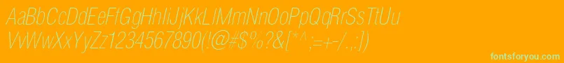 HelioscondthincItalic Font – Green Fonts on Orange Background