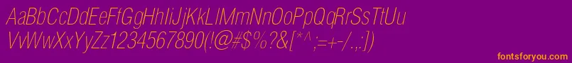 HelioscondthincItalic Font – Orange Fonts on Purple Background