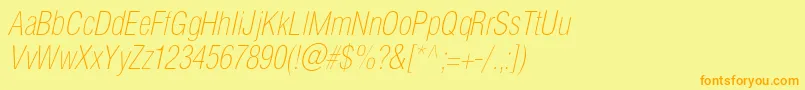 HelioscondthincItalic Font – Orange Fonts on Yellow Background