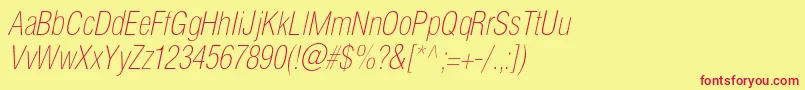 HelioscondthincItalic Font – Red Fonts on Yellow Background