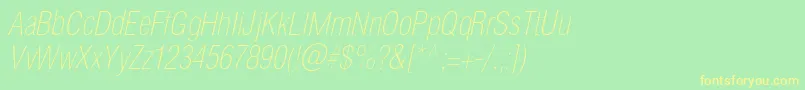 HelioscondthincItalic Font – Yellow Fonts on Green Background