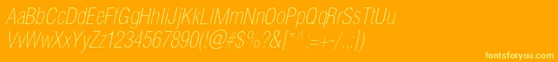 HelioscondthincItalic Font – Yellow Fonts on Orange Background