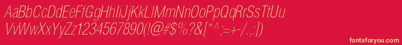 HelioscondthincItalic Font – Yellow Fonts on Red Background