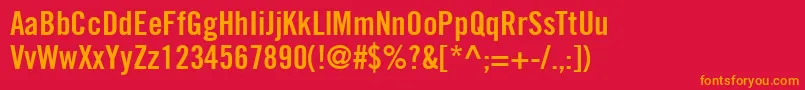 フォントTradeGothicLtBoldCondensedNo.20 – 赤い背景にオレンジの文字