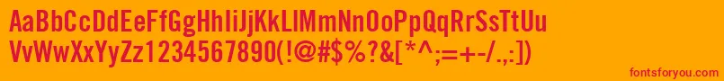 TradeGothicLtBoldCondensedNo.20 Font – Red Fonts on Orange Background