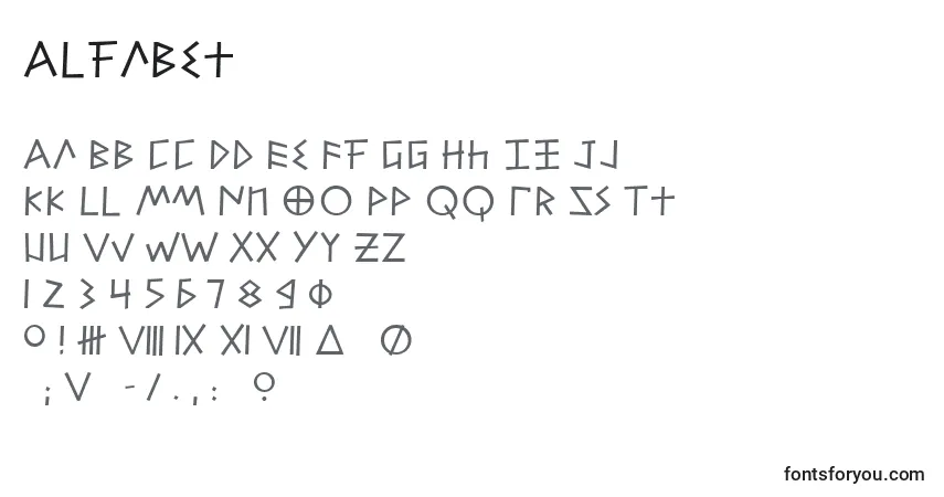A fonte Alfabet – alfabeto, números, caracteres especiais