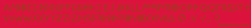 Alfabet-Schriftart – Braune Schriften auf rotem Hintergrund