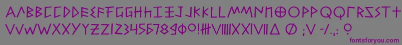 Alfabet-Schriftart – Violette Schriften auf grauem Hintergrund