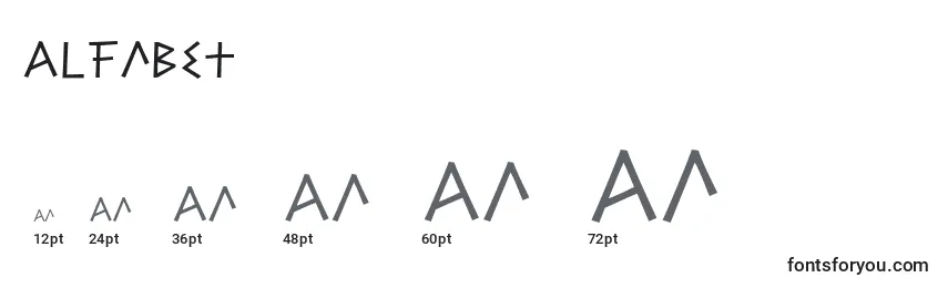 Größen der Schriftart Alfabet