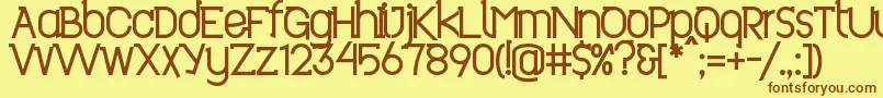 フォントRevo ffy – 茶色の文字が黄色の背景にあります。