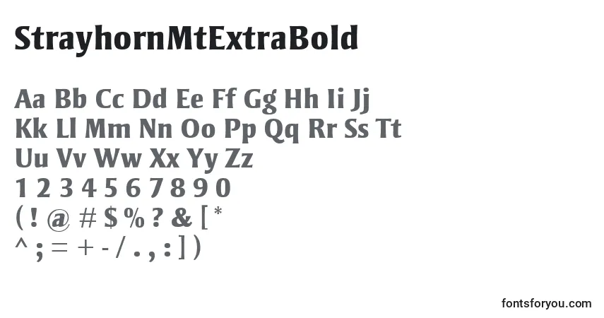 A fonte StrayhornMtExtraBold – alfabeto, números, caracteres especiais