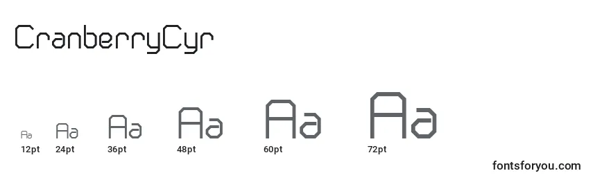 CranberryCyr Font Sizes