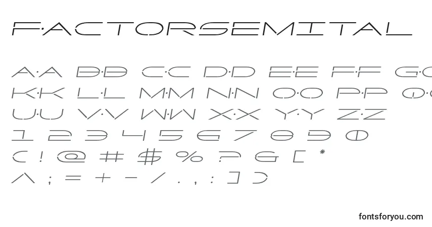 Fuente Factorsemital - alfabeto, números, caracteres especiales