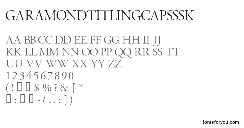 Czcionka Garamondtitlingcapsssk – alfabet, cyfry, specjalne znaki