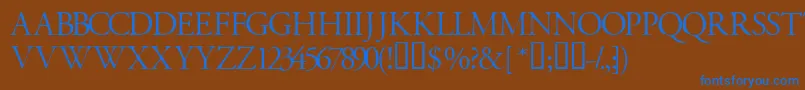 Czcionka Garamondtitlingcapsssk – niebieskie czcionki na brązowym tle