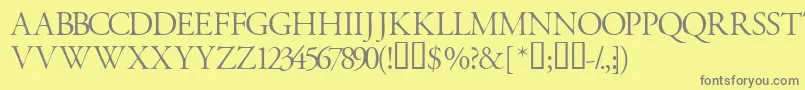 Garamondtitlingcapsssk-Schriftart – Graue Schriften auf gelbem Hintergrund