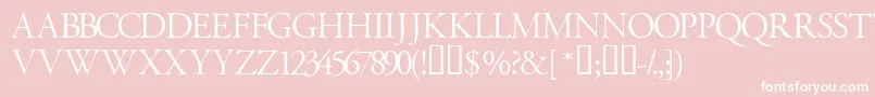 Garamondtitlingcapsssk-Schriftart – Weiße Schriften auf rosa Hintergrund