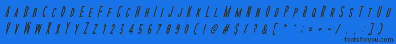 SophisticatedSlimsRegularItalic-fontti – mustat fontit sinisellä taustalla
